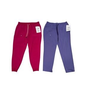 Lot of 2 NWT Fabletics Scrub Pants Joggers Womens XXL/1X Pink Purple